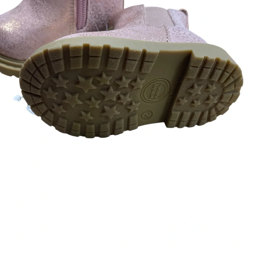 Wonder Nation Infant‎ Baby Girls Chelsea Boots Size 2 Pink and gold